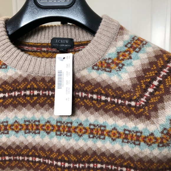 J Crew Men's Fair Isle Sweater, Brown Multi-Colour Size Medium NEW WITH TAGS - Picture 2 of 6